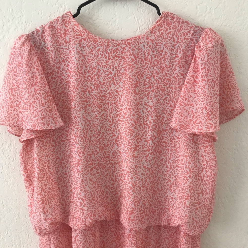 Vintage Dress Pink Abstract Pattern Boho 80s 70s Medium Made In USA